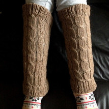 Alpaca Leg Warmers - Women&#39;s Soft Warm Hand Knit Cable Design Wool Leggings - £35.37 GBP