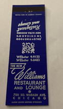 Vintage Matchbook Cover Matchcover Williams Restaurant &amp; Lounge Chicago IL - £2.54 GBP