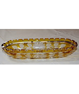 Beautiful glass relish celery dish flowers 10&quot; long clear yellow ~ - £10.11 GBP
