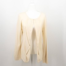 Design History Womens Cardigan Sweater Beige 100% Cashmere Long Sleeve Ruched L - £31.87 GBP