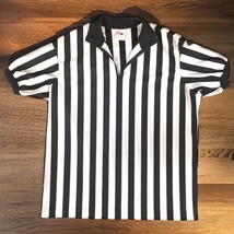 VTG Majestic Black White Striped Referee Shirt Sz XL USA Zip Neck 2650 U... - $14.56