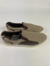 Draven Men&#39;s Plaid Brown Skate Slip On Canvas Shoes Vegan Sneakers Size 12 - $29.99