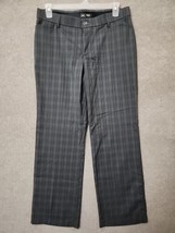 Lee Flex Motion Trouser Pants Womens 12 Gray Check Wide Leg Stretch - £19.45 GBP