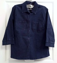 Style &amp; Co Petite Dark Wash Blue Women&#39;s Size 8P 3/4 Length Sleeve Jacke... - $24.99