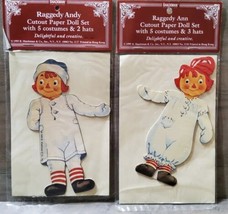 Raggedy Ann and Andy Paper Doll Sets Sealed 1995 Shackman 5 Costumes 2 Hats - £18.52 GBP