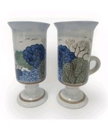 OTAGIRI Stoneware Ceramic Footed Irish Coffee Mugs Trees And Birds Lot S... - €21,61 EUR