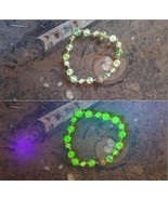 Czech Uranium glass bracelet vaseline glass beads vintage jewelry #24037 - $428.71 MXN