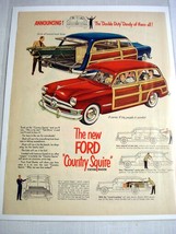 1950 Color Ad The New Ford Country Squire Station Wagon - $9.99
