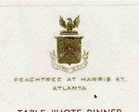 Atlanta Hotel Peachtree at Harris Table d/Hote Dinner Menu July 4, 1949 - £14.24 GBP