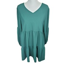 Flowy Dress Ligtweight Green Short Oversized Tiered Womens Large - $8.60