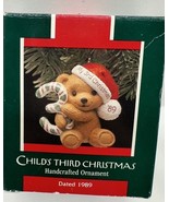 1989 Child&#39;s Third Christmas ~ Teddy Bear, Fuzzy Hat ~ Hallmark  Ornament - $4.95