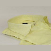 Men's Ciazzo Turkey 100% Linen Breathable Shirt Short Sleeves #Linen 22 Yellow image 3