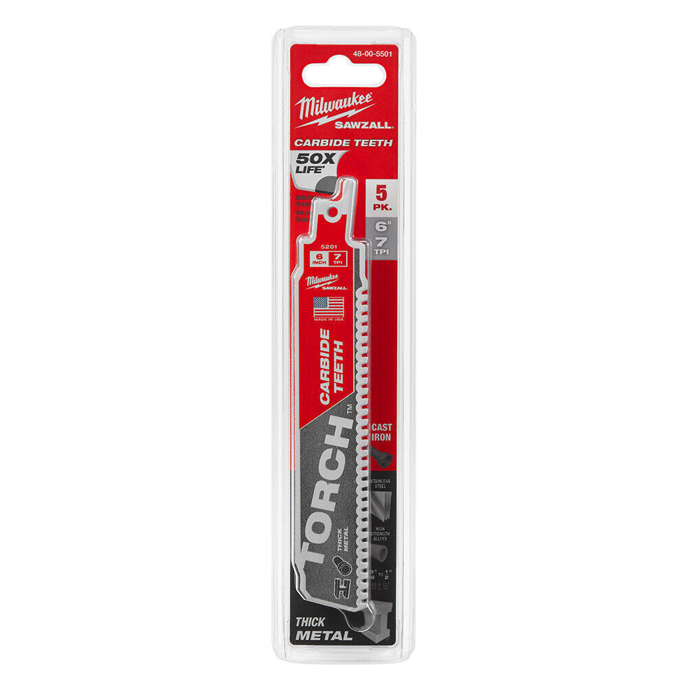 Milwaukee 48-00-5501 The TORCH with CARBIDE TEETH 7T 6L 5 Pack - £65.69 GBP