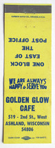 Golden Glow Cafe - Ashland, Wisconsin Restaurant 20 Strike Matchbook Cover WI - £1.38 GBP