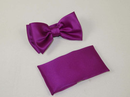 Men's Satin Silky Bow Tie Hankie by J.Valintin Collection #91 Fuchsia Pink image 2