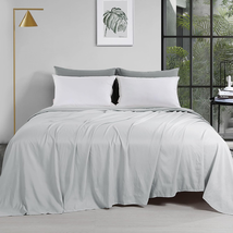 Light Grey Oversized King Flat Sheets Extra Large,Soft &amp; Durable Bed She - $68.30