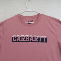 Carhartt T Shirt Size Large Pink Blue White Logo Short Sleeve Relaxed Fit - £13.91 GBP