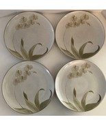 222 Fifth Tranquility Lot of 4 Dinner Plates Stoneware Green Flowers 10 ... - $30.97 CAD