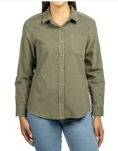 Jachs Womens Shirt Green Girlfriend Button-Up Long Sleeves Stretch Comfo... - $39.99