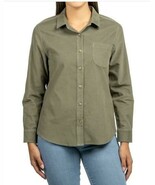 Jachs Womens Shirt Green Girlfriend Button-Up Long Sleeves Stretch Comfo... - $736.60 MXN