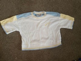 Deadstock Vintage 80&#39;s Bay Club Sweatshirt Crop top Short Sleeve White W... - £22.41 GBP