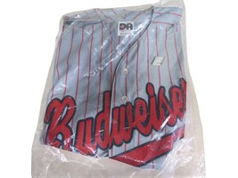 VTG 90s Budweiser Don Alleson Pinstripes Gray Red Baseball Jersey L/XL- NEW - $34.95