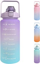  64 OZ Half Gallon Motivational Water Bottle with Time Marker Removable Str - £21.89 GBP