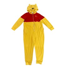 Disney Winnie the Pooh Hooded Union Suit Pajamas Yellow Unisex Adult Zip... - $23.76