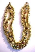 Original Signed Rau Klikit Gold-Tone Jeweled Necklace3-Strand Beautiful ... - $65.00
