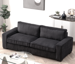 Luxe Black Corduroy Sofa | Modern 3-Seater Couch - $766.99