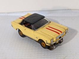 Aurora 1964 Mustang Hard Top Yellow Black Top Red Stripe H.O. Slot Car - $93.46