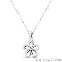 5-Petal Daisy Flower Charm Women&#39;s Oxidized .925 Sterling Silver 20x14mm Pendant - £14.18 GBP+