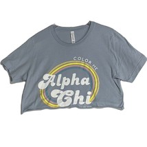 Bella + Canvas Size M Blue Cotton &quot;Color Me Alpha Chi Bid Day 2020&quot; Cropped Tee - £7.02 GBP