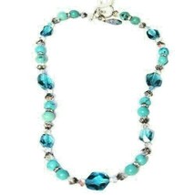 Turquoise &amp; Indocolite Necklace .925 Silver &amp; Swarovski Elements      - £44.81 GBP