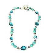 Turquoise &amp; Indocolite Necklace .925 Silver &amp; Swarovski Elements      - £44.09 GBP