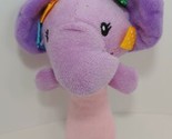 Taggies pink purple elephant Baby plush stick handheld rattle squeaker toy - $10.39