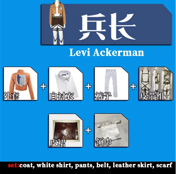   Levi Ackerman Mikasa Cosplay Costume Eren Jaeger Jacket Coat Xmas  Wig... - £93.71 GBP