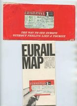 Eurail Pass Ticket Jacket with 1st Class Eurail Pass and Eurail Map 1972 - $37.62