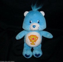 9&quot; Care Bears Champ Blue Bear Stuffed Animal Plush Doll Toy Yellow Star Trophy - £13.66 GBP