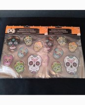 Day of the Dead Window Decoration Clings Set of 2 Skulls Dia de los Muertos - $9.95