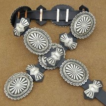 Navajo Sante Fe Style LRG Hand Stamped Silver Concho Belt Native American Made - £450.90 GBP
