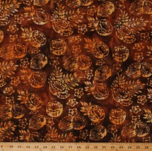 Cotton Pineapples Coconut Fruit Beach Brown Batik Fabric Print BTY D303.44 - £11.02 GBP