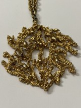 Vintage Designer Napier Gold Tone Brutalist Pendant Necklace Book Piece! - $55.05