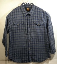 BUILTRITE Flannel Shirt Blue Plaid 100% Combed Cotton Men&#39;s Size X Large - £15.49 GBP