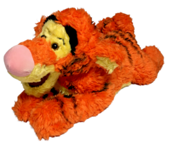 Disney Store MG Lying Tigger Shaggy Plush Orange Black Stripes 14&quot; Curly Tail  - £19.94 GBP