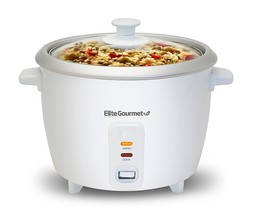 Elite Cuisine ERC-003 6-Cup Rice Cooker with Glass Lid, White - £19.65 GBP
