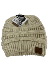 C.C.Messy Bun Beanie Tail Beige Winter Hat, NWT - £7.62 GBP