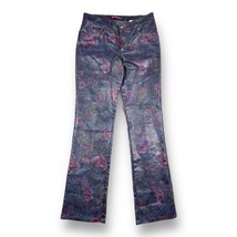 Vtg Y2K Bubblegum Shiny Floral Pants Y2K USA American Flavor Sz 7/8 30x32 - £42.93 GBP