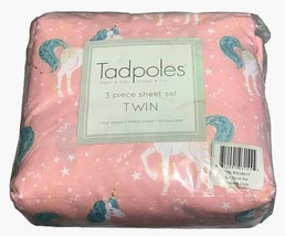 Unicorn Bedding 3 Piece Sheet Set Twin Pink Teal White Flat Fitted Pillo... - $47.83