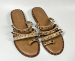 Sincerely Jules Tabbi Tan Slide Sandals Silver Ball Studs Women 6.5 Shoe... - $21.49